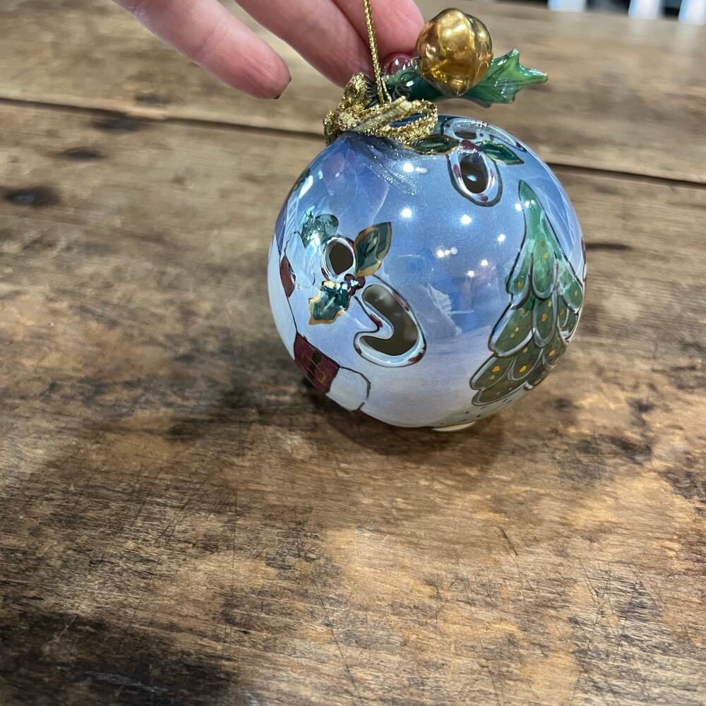 Iridescent Opalescent Reverse Painted Santa Ornament - Picture 4 of 8